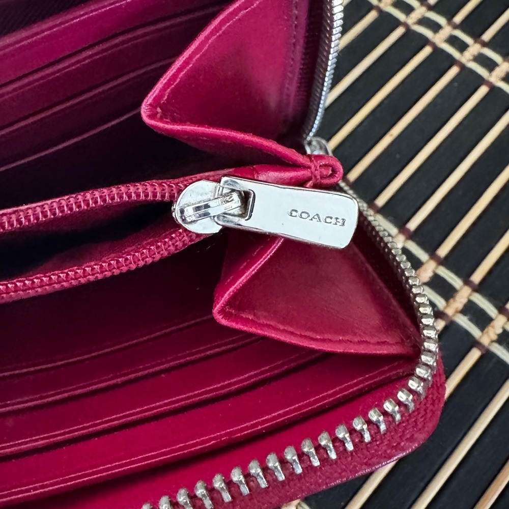 Coach Tan and Raspberry Pink Zip-Around Wallet - Picture 5 of 6